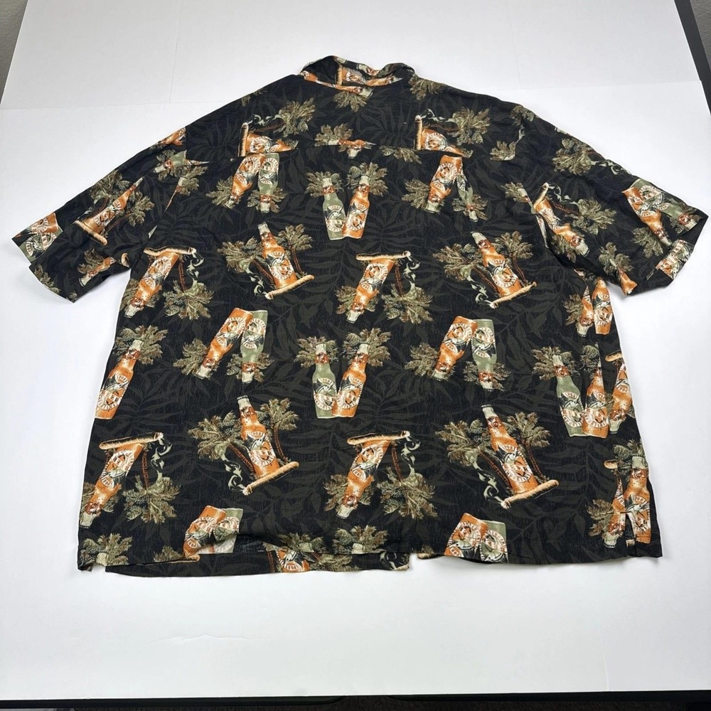 Puritan Hawaiian Shirt Mens 2XL Beer Bottle Palm Tree Marlin Rayon Button Up